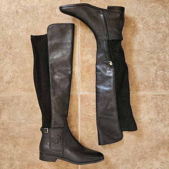$558 Tory Burch Wyatt Black Over‎ the Knee Boots Women's Sz US 8 - Picture 2 of 10